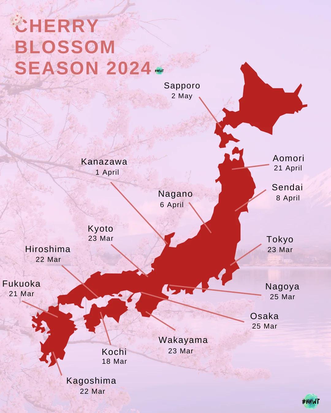 Map of Cherry Blossom Forecast