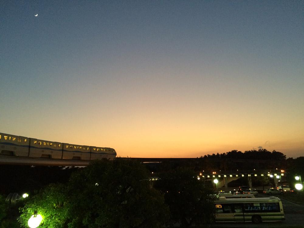 The pretty sunset over Tokyo Disneyland and DisneySea. No filter needed.