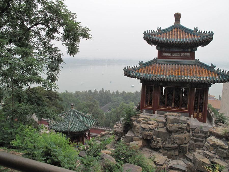 One of the structures in the Summer Palace overlooking the lake.