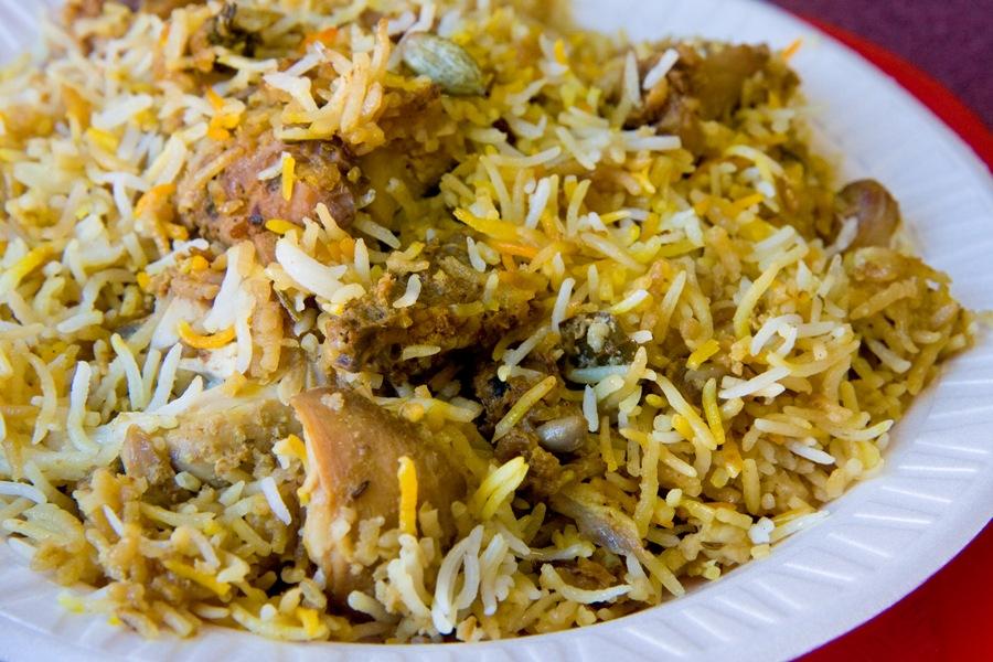 Stuff yourself with a plate of fragrant chicken biryani
