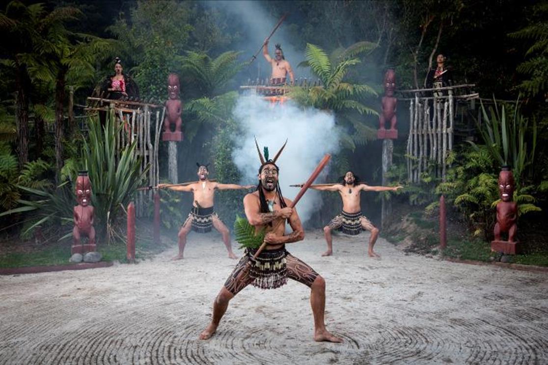 The Villagers welcoming visitors with the haka dance.