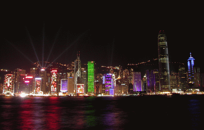 hong kong skyscraper fireworks