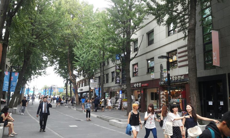 Insadong street entrance surrounded by trees