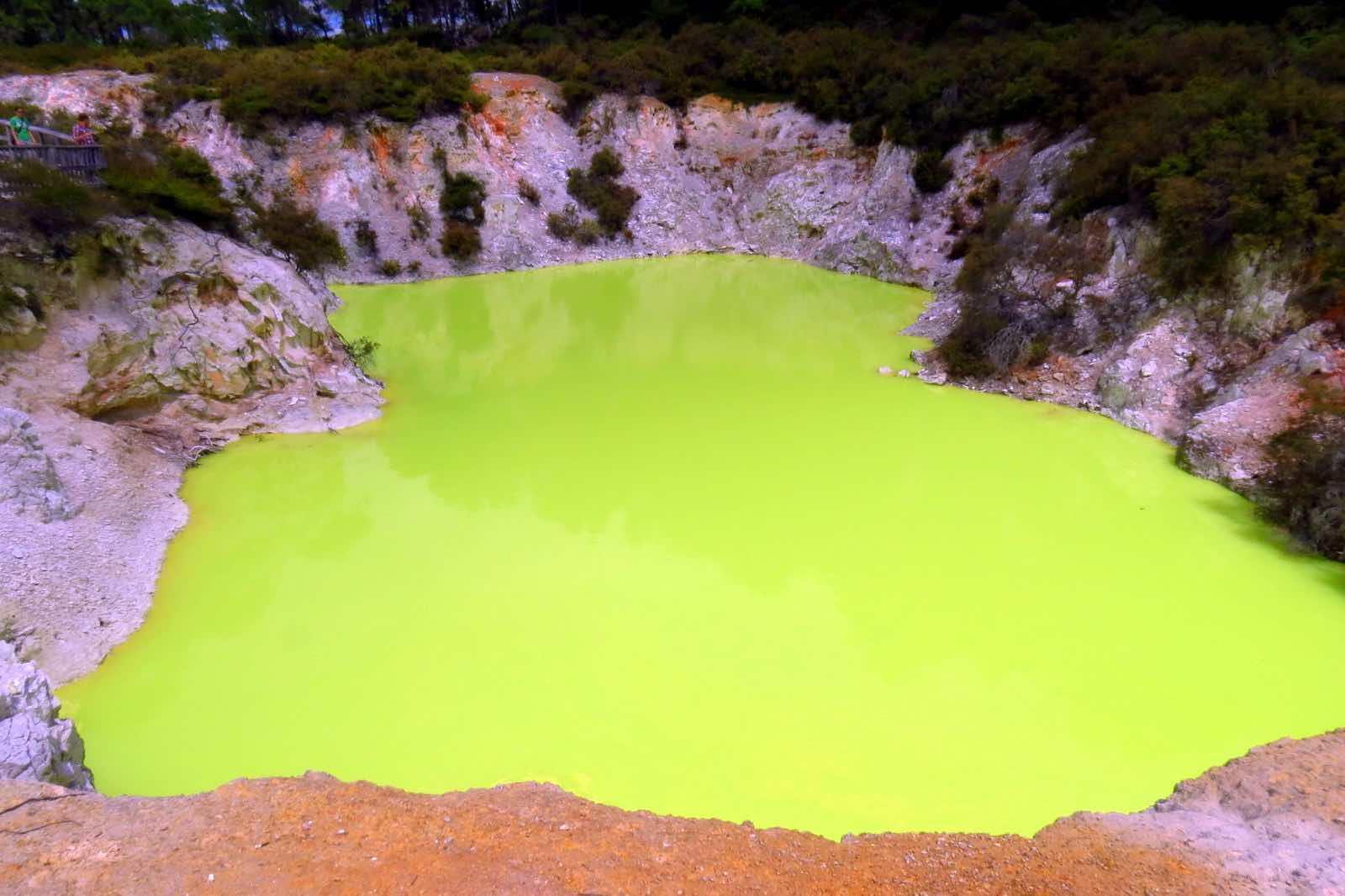 Colourful yet toxic water pond